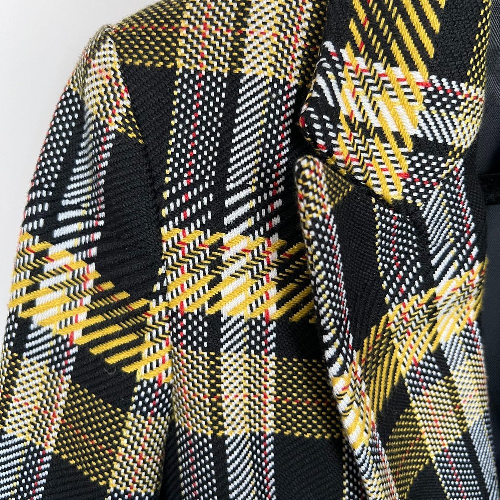 Zara oversized tweed yellow & black blazer - Size XS